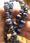 Antique Blue African Trade Beads Necklace - Venetian Chevron