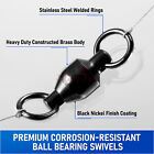 20-100pcs Ball Bearing Fishing Swivels Solid Ring Trolling Black Nickel  0- 8