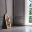 Traditional Victorian Arch Multicolored Stained Glass Window Panel
