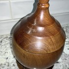 Vintage Trinket Box Turned Wood Smooth Round Dark Wood Box Bowl W lid