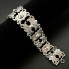 Early Taxco 980 Sterling Silver Panel Link Retro Vintage Bracelet 6 5   