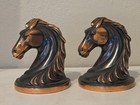 Vintage Bronze Metal Horse Head Bookends Pair  3d Effect  Animal Decor Read Desc