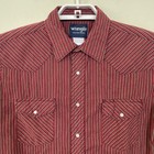 Vintage Wrangler Western Shirt Men s L Red Striped Pearl Snap Patch Pocket 90s