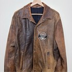 The Brockum Mens Large Labatt Beer Vintage Leather Biker Bomber Jacket