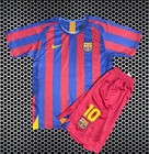 Kids Vintage Barcelona 2005 Home Jersey With Badge - Ronaldinho   Free Shipping