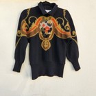 Vintage Women Wool 80s Mondi Sweater Crew Crew Long Sleeve Black Size Xs