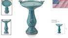 25   Tall Antique Turquoise Ceramic Birdbath With 2 Birds For Elegant Gardens