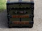 Antique George B Bains Philadelphia Steamer Trunk Original Canvas Hartmann Lock