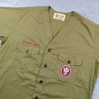 Vintage Bsa Boy Scouts America Shirt Adult L Green Eagle Scout Patch Collarless