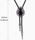 Silver  And Black Stone Rodeo Western Cowboy Bolo Tie