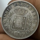 India Portuguese Silver Uma Rupia 1882 Luis I Lovely Grade Sr6