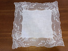 Vintage Bridal Wedding White Lace Linen Hanky Handkerchief Hankie Flowers 13 