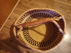 Large Bolga African Market Basket Hand Woven With Leather Handle Cover 14x14x14