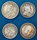 4 Coin Lot Canada   United Kingdom Sterling Silver - 10 Cents  5 Cents  3 Pence