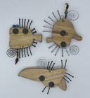 Colorful Folk Art Trio Wall Art Found Art Trio
