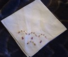 Vintage Lot 6 Linen Cotton Hankies Handmade Pink Fancy Tatted Crochet Lace