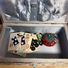 Vintage Wicker Sewing Basket Satin Lined With Sewing Accessories Contents