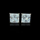 14k Heavy Basket Yellow Gold Square Aaa Quality Cz Stud Earrings With Screw Back