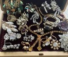 Vtg Topaz Clear Rhinestone Earring Necklace Etc Crafts No Missing Stones Lot Yy