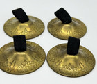 Floral Etched Brass Belly Dancing Musical Finger Cymbals Castanets Set Of 4