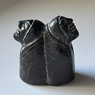Inuit Soapstone Carving Vintage Canadian Eskimo Art 2 Souls Sculpture Alaska Art