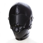 Unisex Bandage Head Mask Ball Mouth Gag Blindfold Full Hood Harness Cover