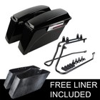 Vivid Black Saddlebags Saddle Bags   Conversion Brackets Fit For Harley Softail
