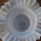 Blue   White Glass Vase W  Ruffled Rim   Blue Pedestal Base Decorative
