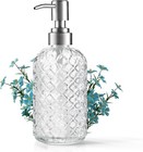 14 Oz Refillable Glass Soap Dispenser With Rust Proof Stainless Steel Pump New
