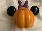 Disney Minnie Mouse Halloween Pumpkin Cookie Jar Canister Jack O Lantern New