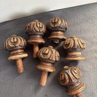 Lot Antique Turned Wood Carved Finials Salvage Restoration Reclaimed 6 Pieces