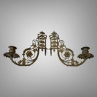 Pair Of Victorian Style Cast Brass Rococo-style Leaf Motif Candle Wall Sconces