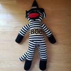 Dan Dee Halloween Sock Monkey Plush 20  Boo Witch Hat Black White Stripes
