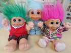 Vintage Lot Of 4 Russ Troll 9    Plush Doll Green Tinsel Pajamas Teddy Bear Trolls