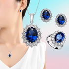 925 Sterling Silver Oval Zircon Crystal Necklace Earrings Ring Jewelry Set