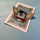Mixed Media Collage Art Card Aceo Child  Butterfly And Button Series    treasure   