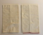 Vtg Mcm Cotton Linen Santa Claus Christmas Tea hand Towels Set Of 2 Xmas Kitsch