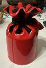 Vintage Ceramic Money Bag     coin Bank Japan 6  Red With Rubber Stopper