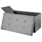 Folding Storage Ottoman Bench 30  Faux Leather Footrest For Bedroom Entryway
