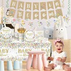 178pcs Baby In Bloom Shower Decorations-wildflower Paper Plates White 