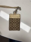 Coach Gold Signature Monogram Id Lanyard Badge Holder Card Case Wallet