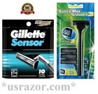  10 Gillette Sensor Razor Blades Cartridges Refills Shaver Handle Fit Excel 3 5
