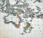 C 1848 Glaser Antique Map South Pacific Oceania Australia New Zealand Hawaii