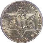 1858 3c Silver Three Cent  Pcgs Ms-64  Cac