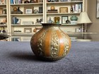 Antique 19th C Ganga-jamuna Brass   Copper Lota Handcrafted Indian Ritual Vessel