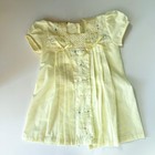 Vintage Baby Girls Yellow Embroidered Lace Dress Floral Heirloom Cottagecore