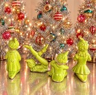 Vintage 1950s Chartreuse Green Pixie Elf Figurines Gilner Pottery