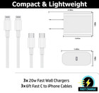 3 Pack Fast Wall Charger Cable For Iphone 12 13 14 15 16 17 Ipad X Xr Xs 8 7 Max