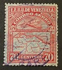 Travelstamps  1939 Venezuela Stamps Scott  c125 - 70c Air Mail Map   Plane Used