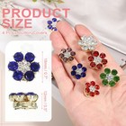 4pcs Button Covers For Women Rhinestone Crystal Flower Cuff Links 18mm Blue 